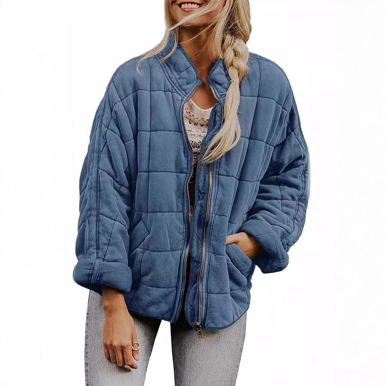 Veste matelassée zippée pour femme avec col montant