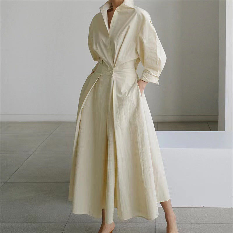 Robe-chemise midi imprimée pour femme avec ceinture
