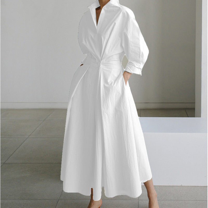Robe-chemise midi imprimée pour femme avec ceinture