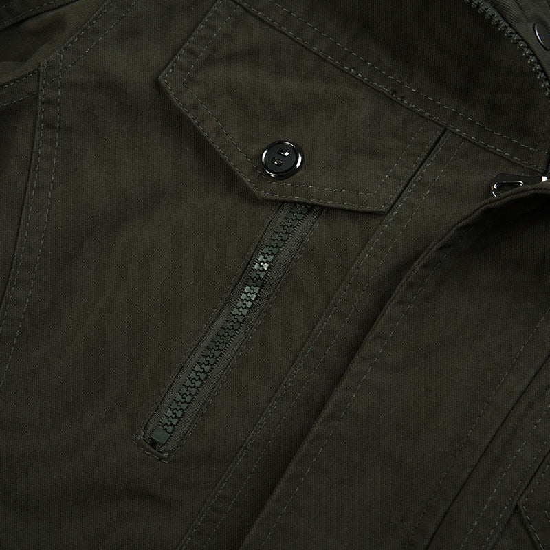 Men’s Casual Utility Jacket with Ribbed Trim