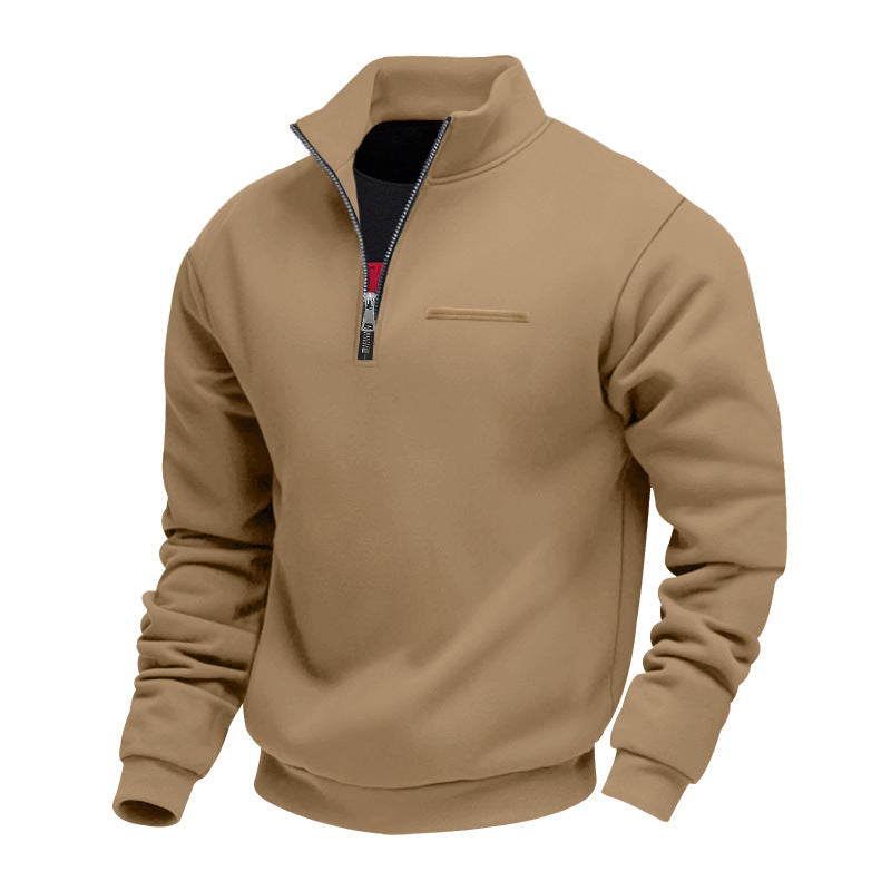 Sweat-shirt homme à fermeture quart de zip | Pull doublé en polaire
