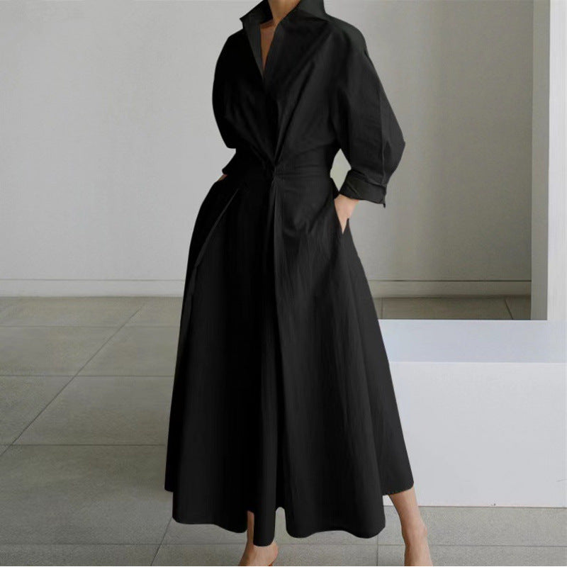 Robe-chemise midi imprimée pour femme avec ceinture