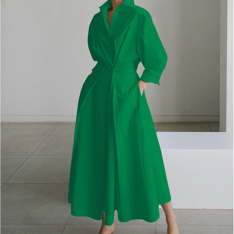 Robe-chemise midi imprimée pour femme avec ceinture