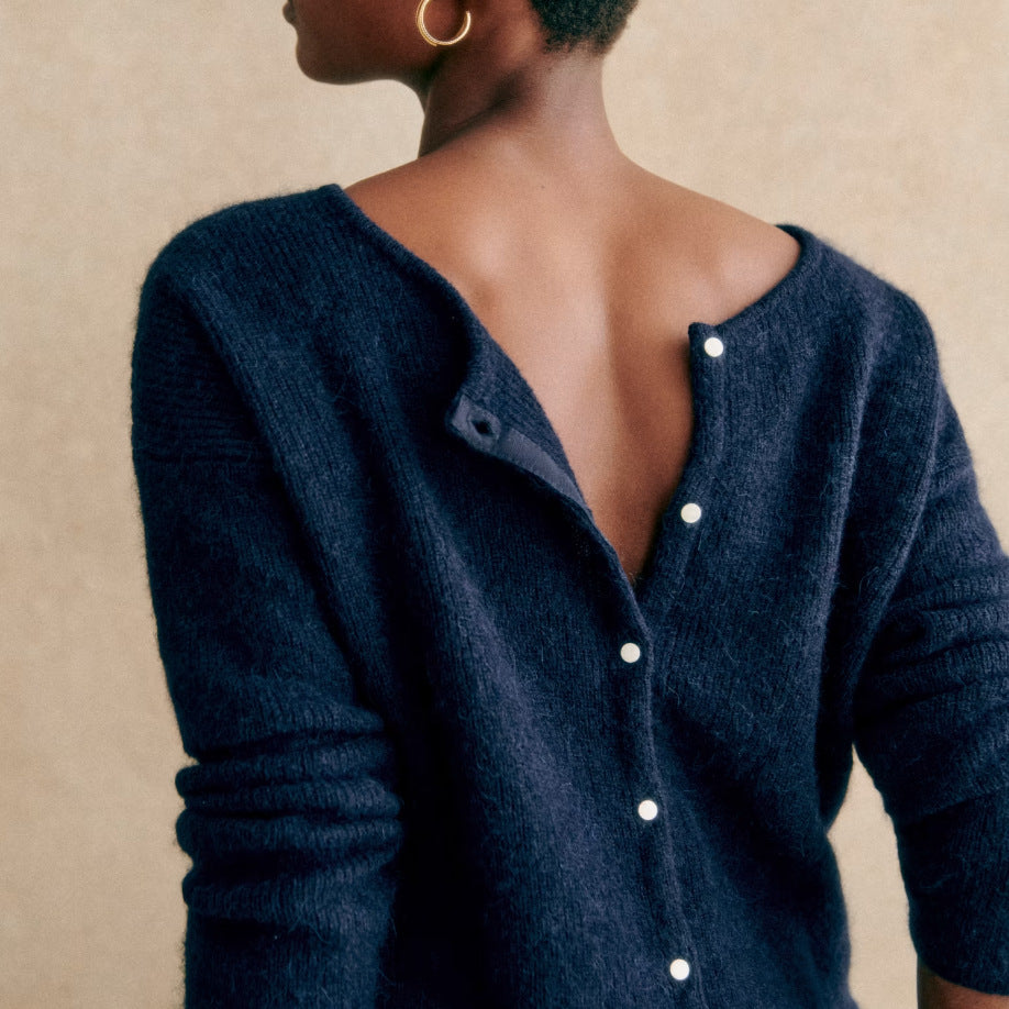 Cardigan doux en maille boutonné sur le devant pour femme