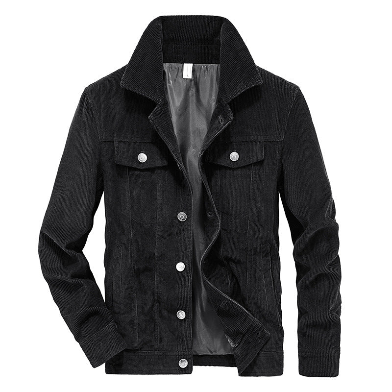 Veste trucker en velours côtelé pour homme avec poches poitrine