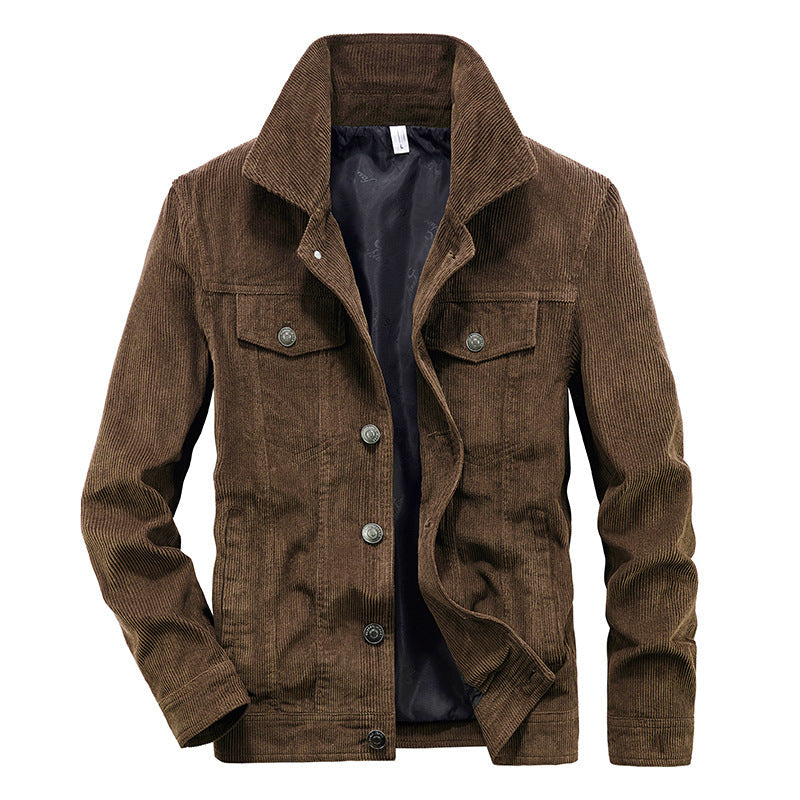 Veste trucker en velours côtelé pour homme avec poches poitrine