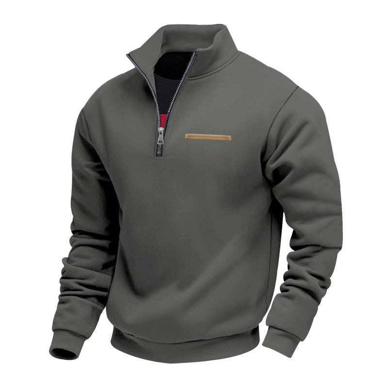 Sweat-shirt homme à fermeture quart de zip | Pull doublé en polaire