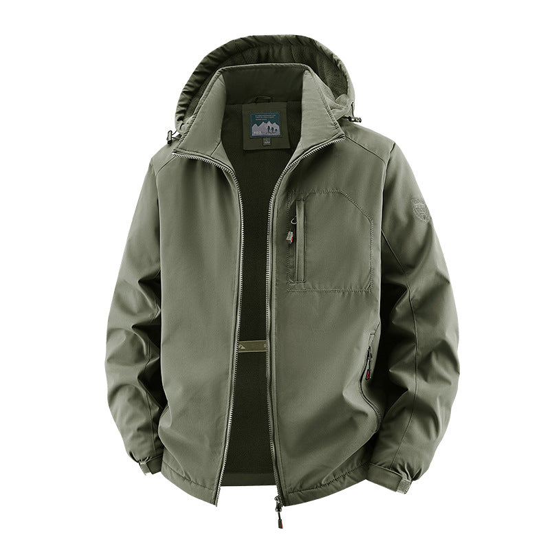 Veste d’extérieur pour homme à capuche et poches zippées