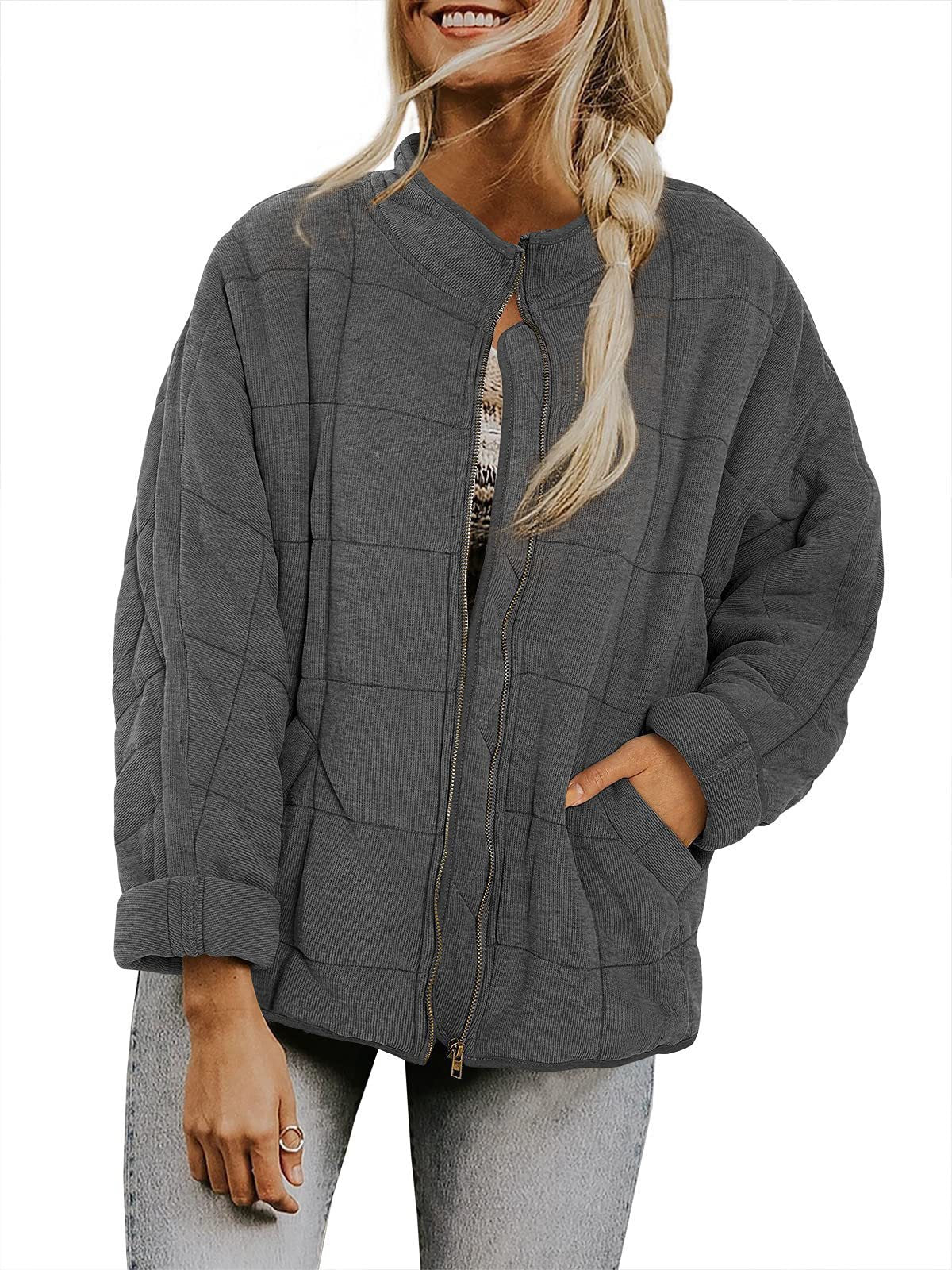 Veste matelassée zippée pour femme avec col montant