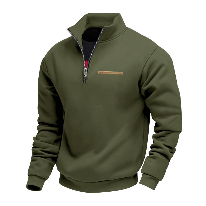 Sweat-shirt homme à fermeture quart de zip | Pull doublé en polaire