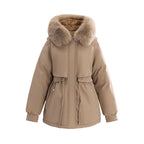 Women’s Hooded Padded Parka with Faux Fur Trim