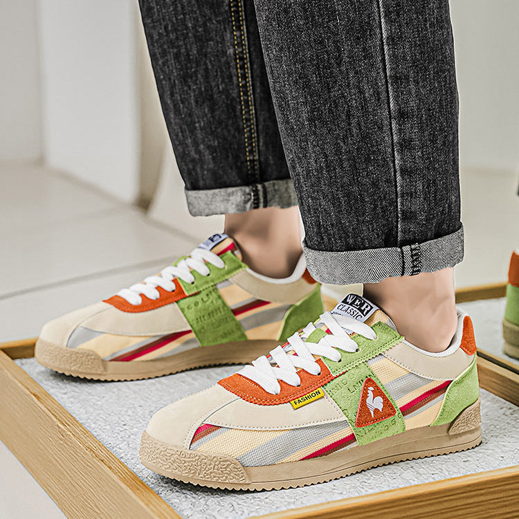Baskets rétro basses pour homme avec empiècements contrastants