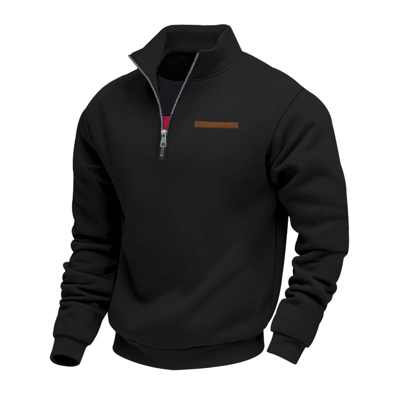 Sweat-shirt homme à fermeture quart de zip | Pull doublé en polaire