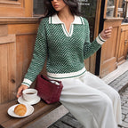 Women’s Collared Patterned Knit Jumper