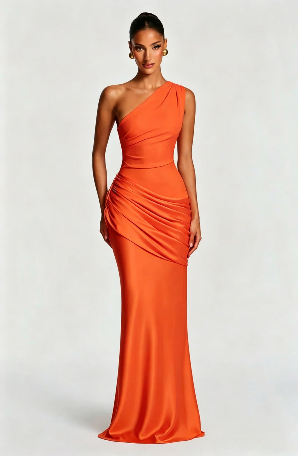 Women's One-Shoulder Jersey Maxi Evening Dress for Autumn