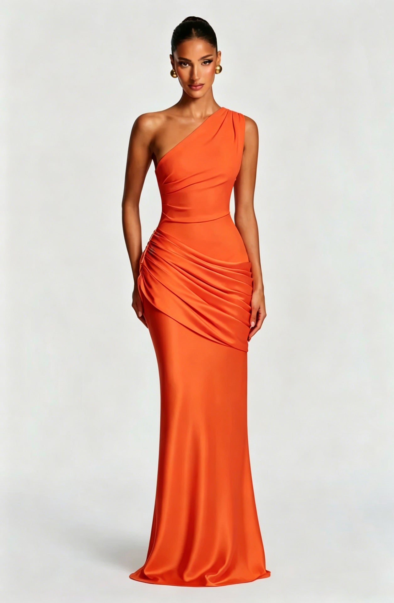 Women's One-Shoulder Jersey Maxi Evening Dress for Autumn
