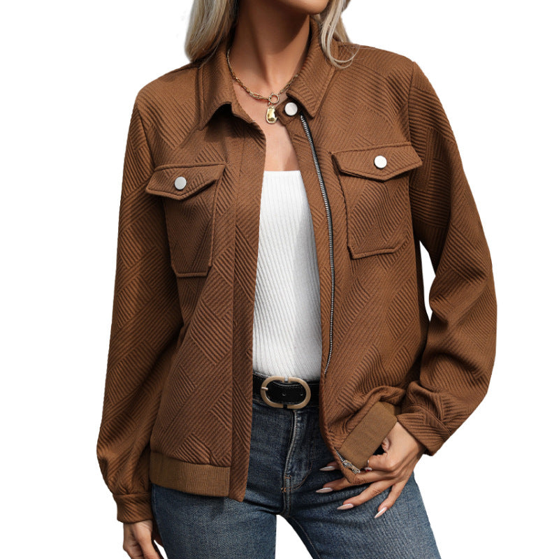 Veste texturée zippée pour femme