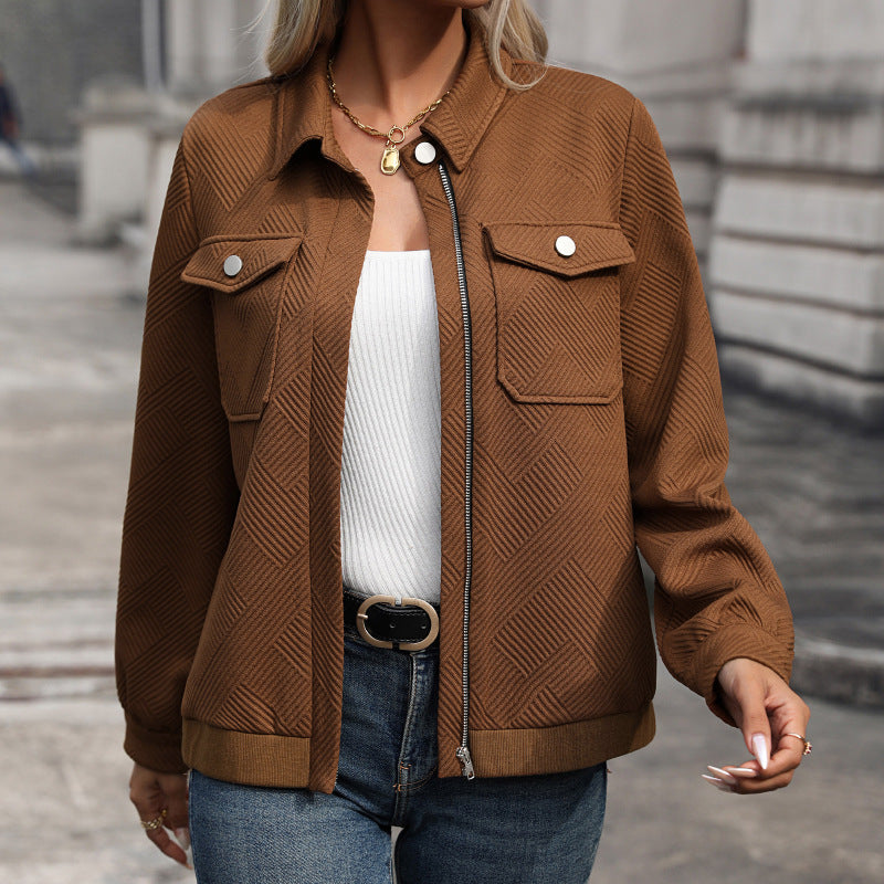 Veste texturée zippée pour femme