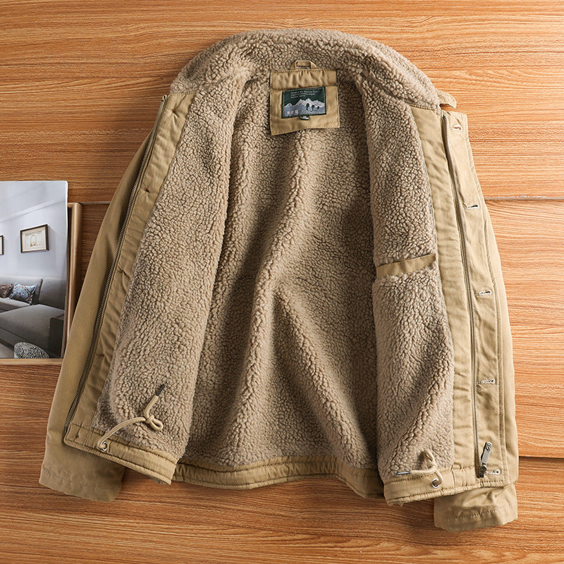 Men’s Fleece-Lined Utility Jacket with Button Front