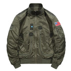 Men’s Multi-Pocket Bomber Jacket with Stand Collar