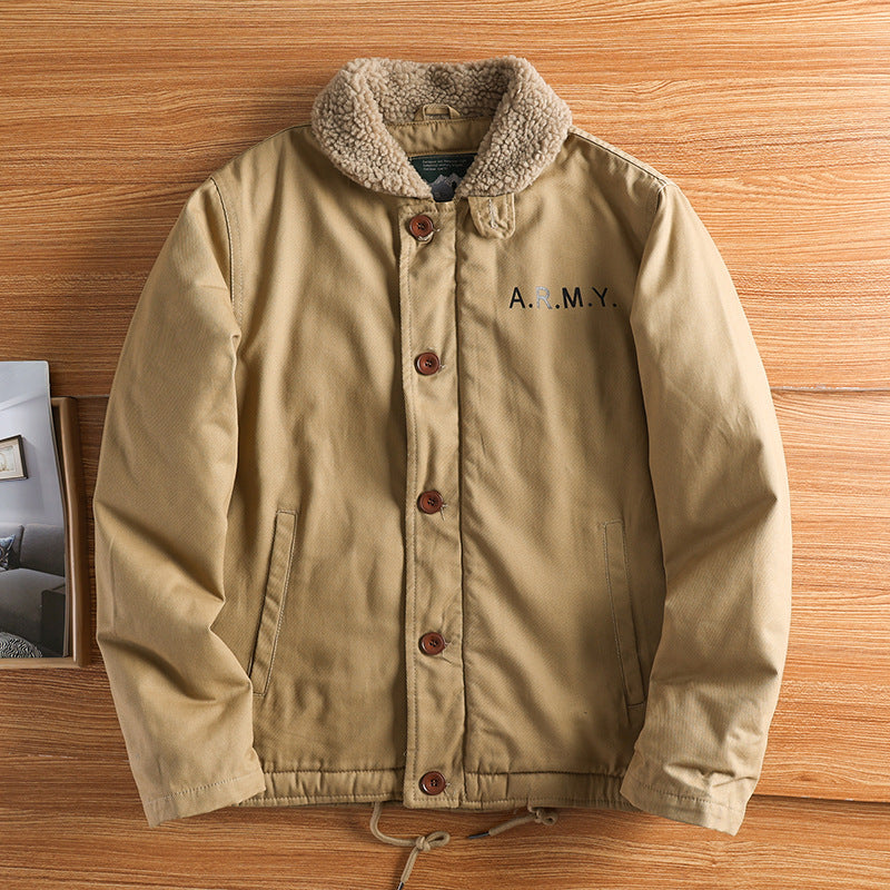 Men’s Fleece-Lined Utility Jacket with Button Front
