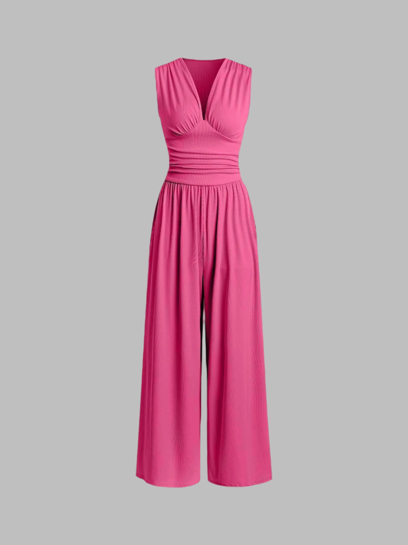 Combinaison pour femme à col en V et jambes larges