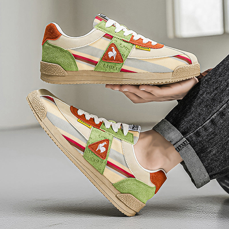 Baskets rétro basses pour homme avec empiècements contrastants