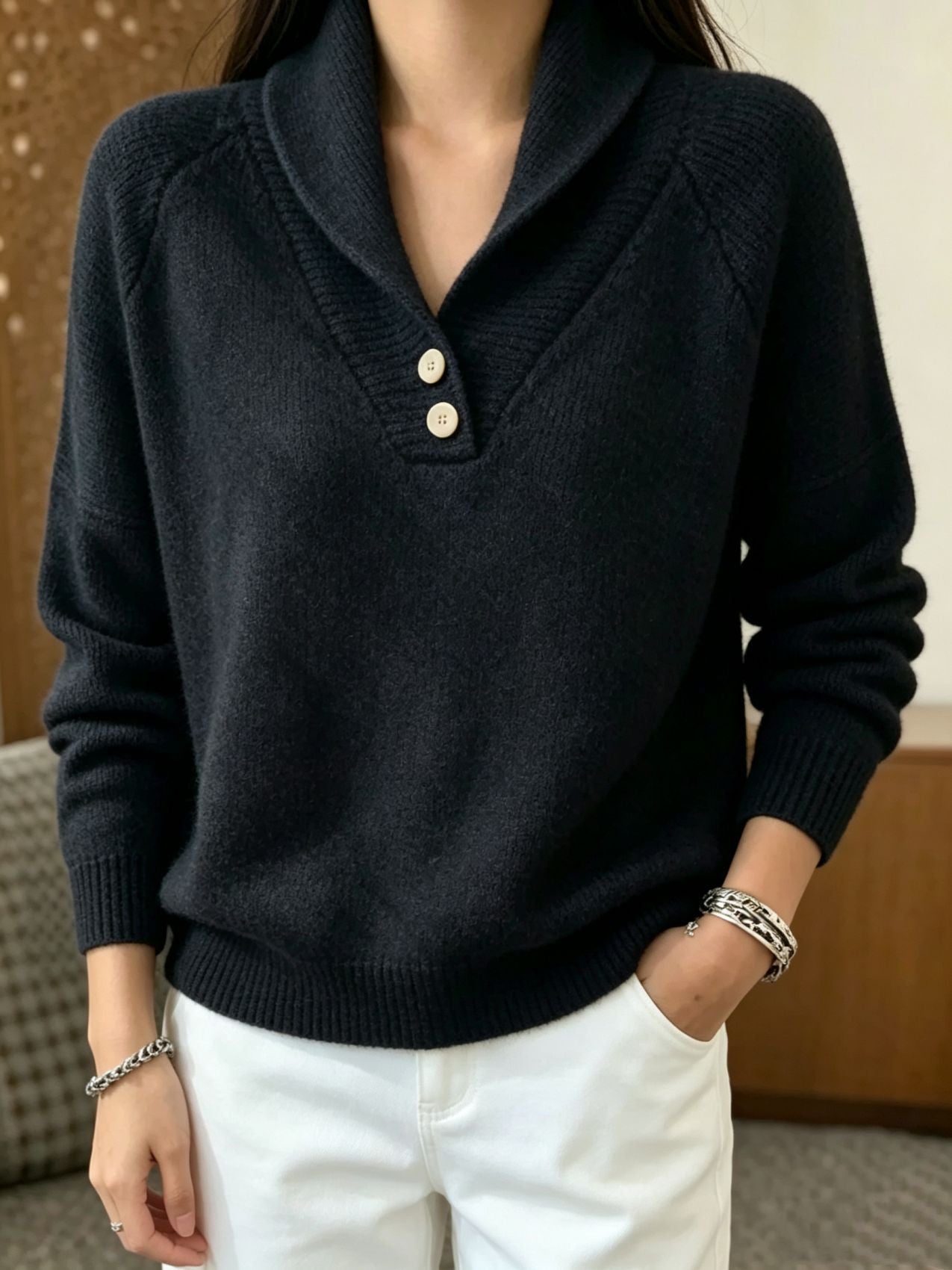 Women’s Shawl Collar Knit Jumper