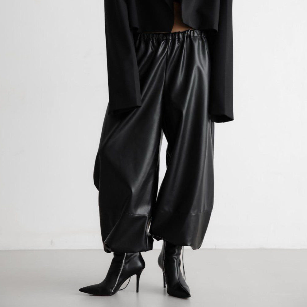 Pantalon ballon pour femme en similicuir