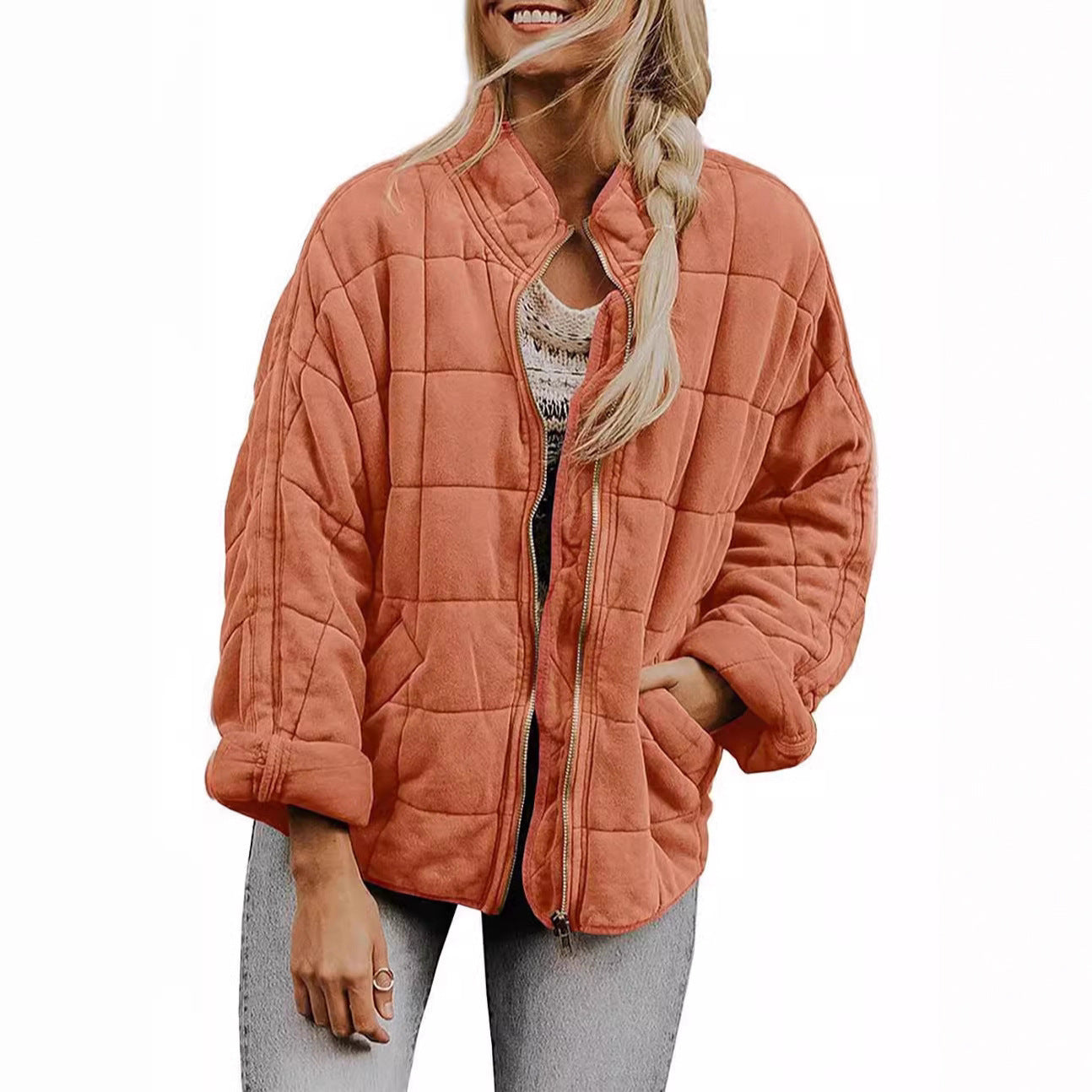Veste matelassée zippée pour femme avec col montant
