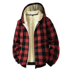 Veste à capuche pour homme, à carreaux et doublée en polaire