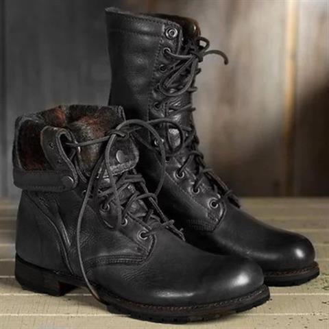Bottines à lacets pour femmes avec col rabattable