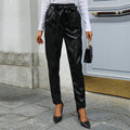Pantalon fuselé pour femme en similicuir taille haute