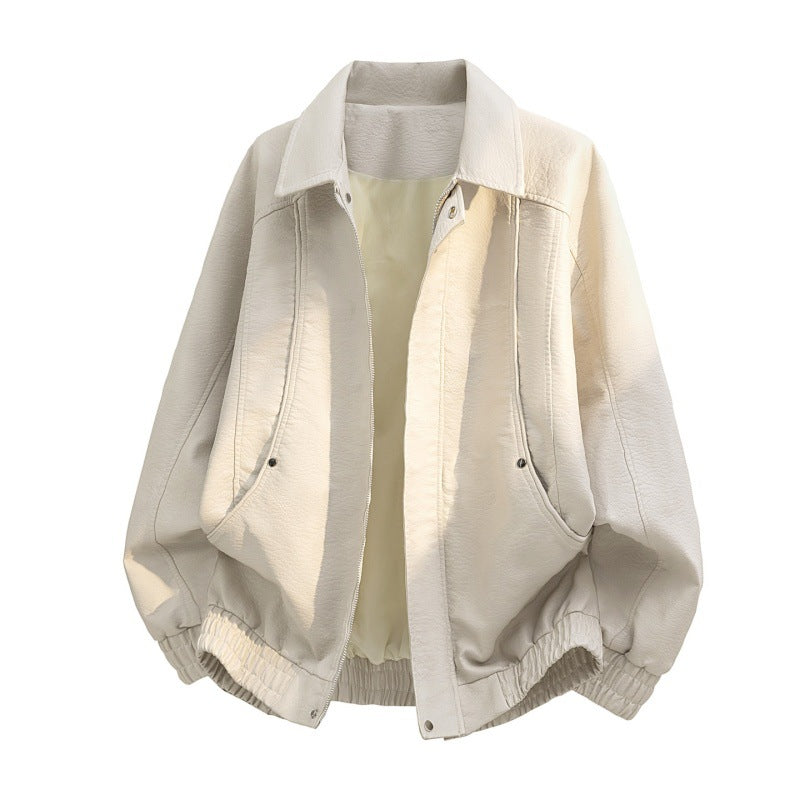 Blouson décontracté pour femme en similicuir