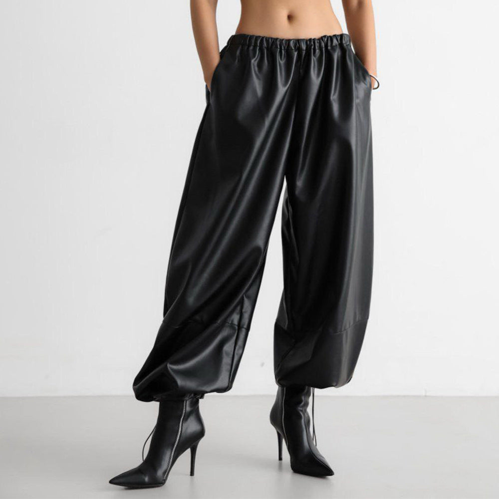 Pantalon ballon pour femme en similicuir