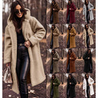 Women’s Long Teddy Coat with Oversized Collar