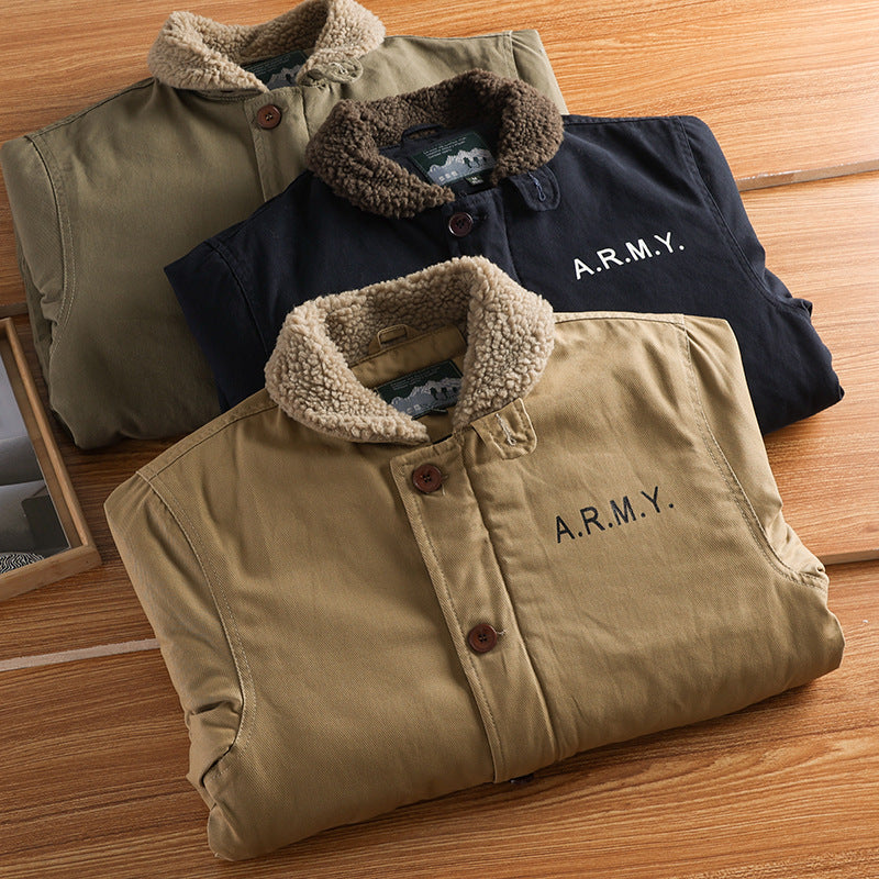 Men’s Fleece-Lined Utility Jacket with Button Front