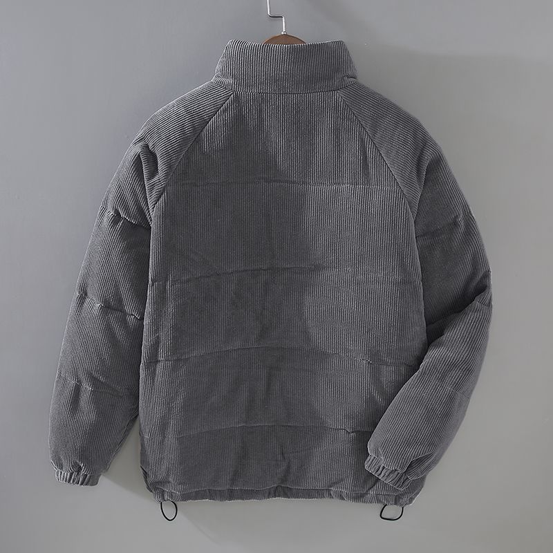 Men’s Corduroy Puffer Jacket with High Collar