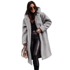 Women’s Long Teddy Coat with Oversized Collar