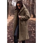 Women’s Long Teddy Coat with Oversized Collar