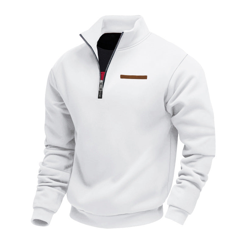 Sweat-shirt homme à fermeture quart de zip | Pull doublé en polaire
