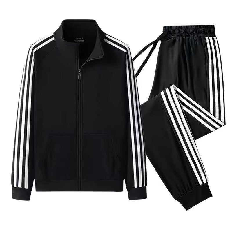 Ensemble de survêtement zippé rayé pour homme