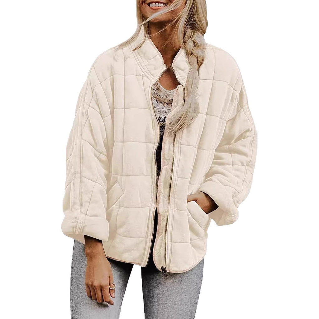 Veste matelassée zippée pour femme avec col montant