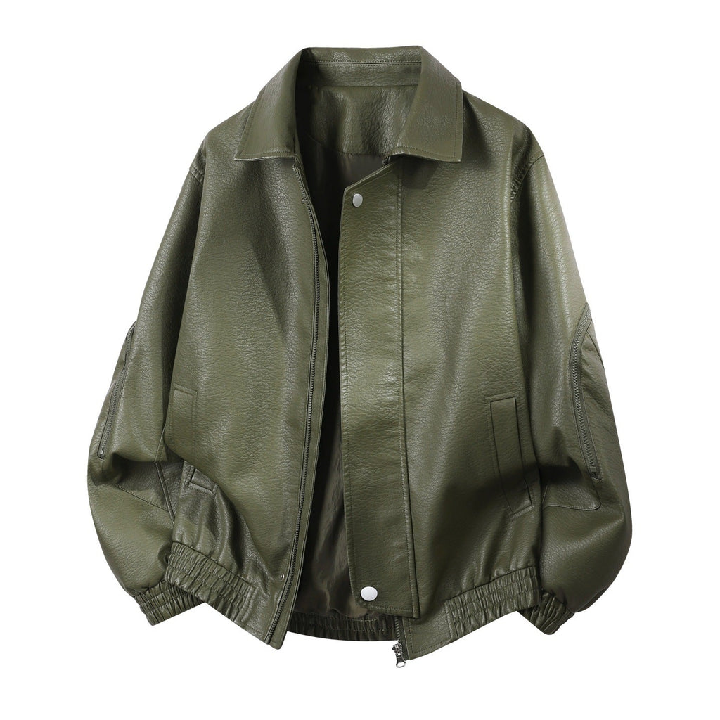 Blouson aviateur pour homme en similicuir avec col classique