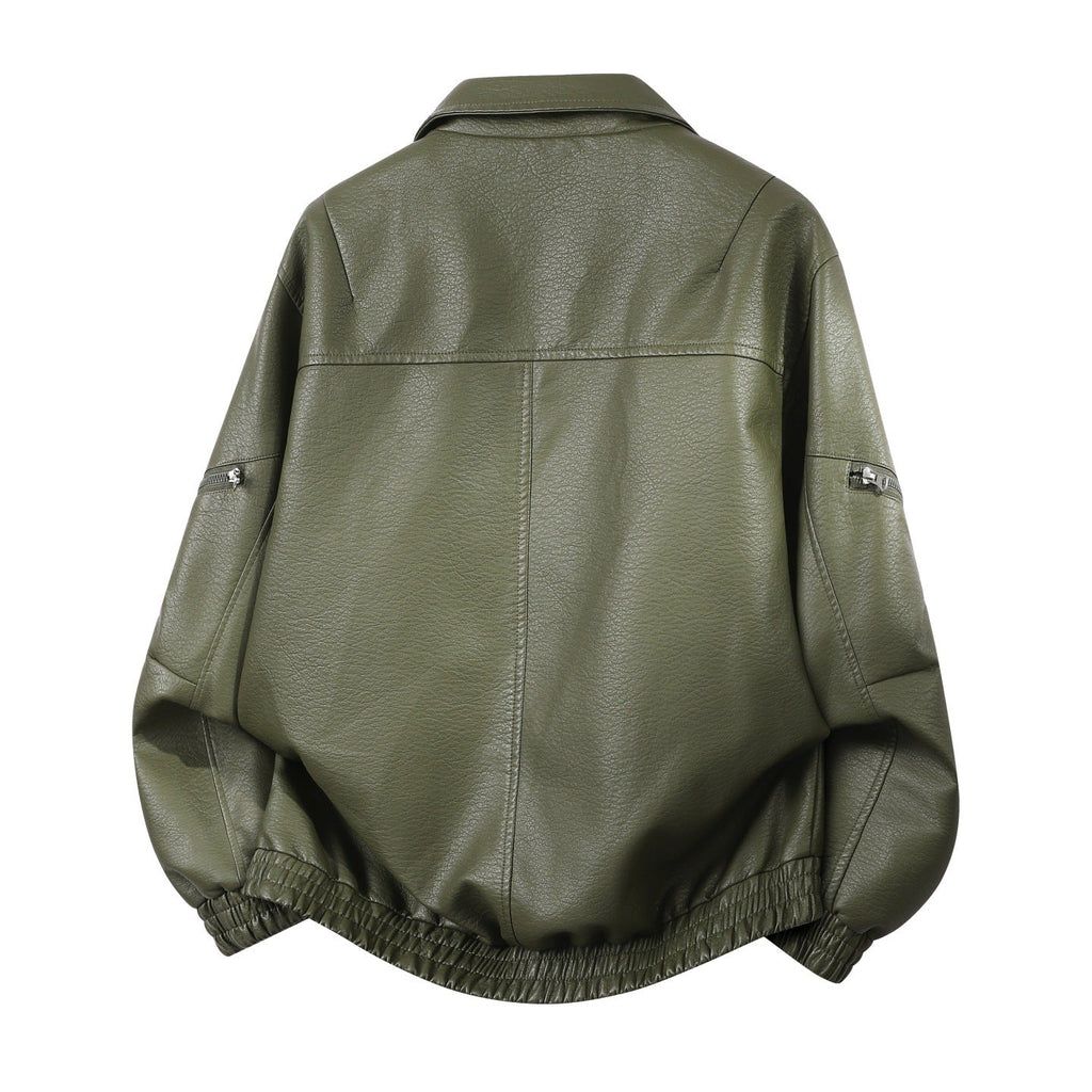 Blouson aviateur pour homme en similicuir avec col classique