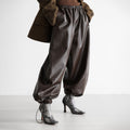 Women's Faux Leather Balloon Leg Trousers