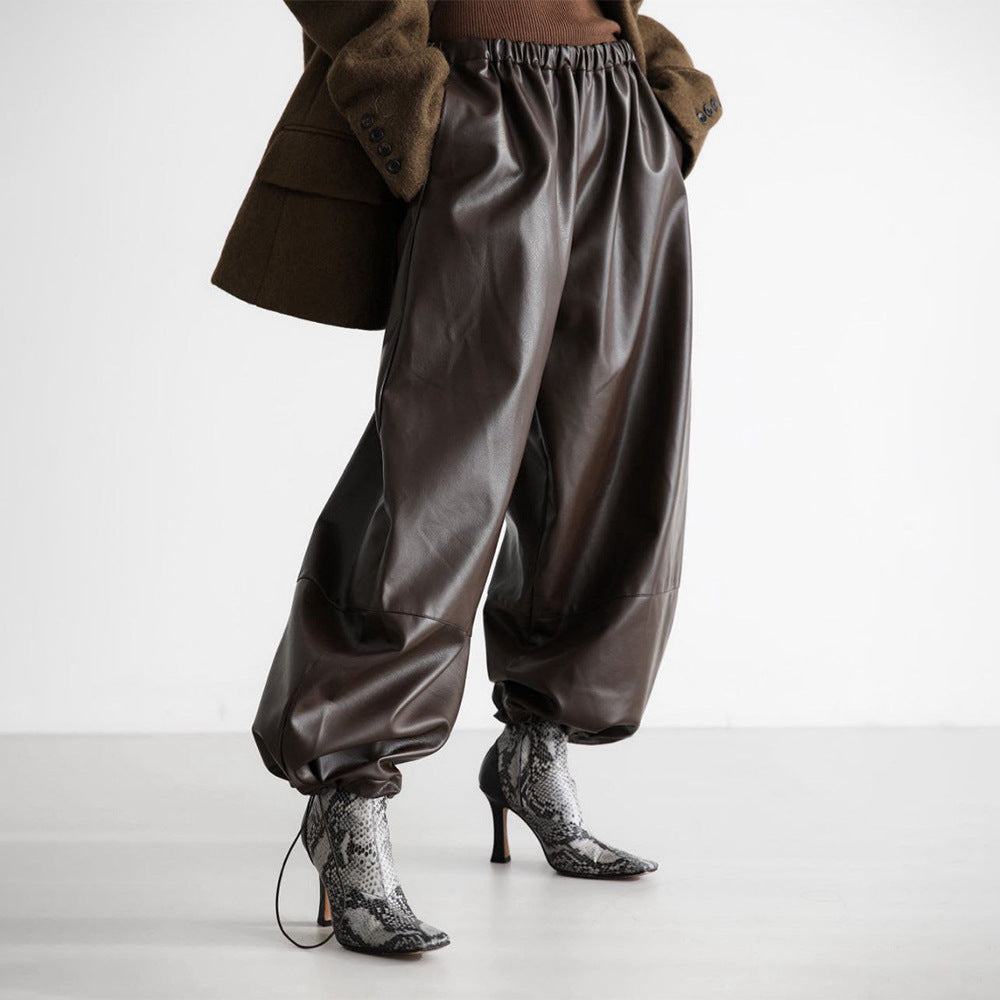 Pantalon ballon pour femme en similicuir