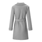 Women's Long Wool-Blend Coat with Tie Belt