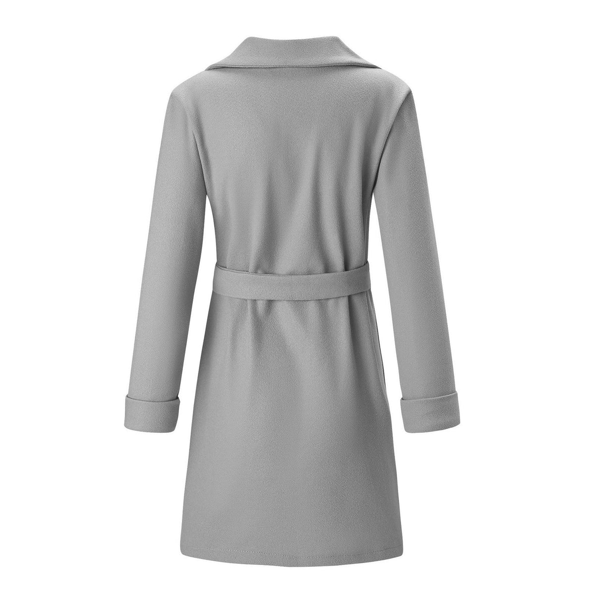 Women's Long Wool-Blend Coat with Tie Belt