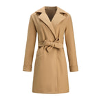 Women's Long Wool-Blend Coat with Tie Belt